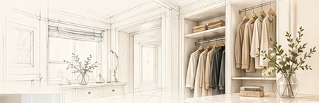 Closet shelves and sketch