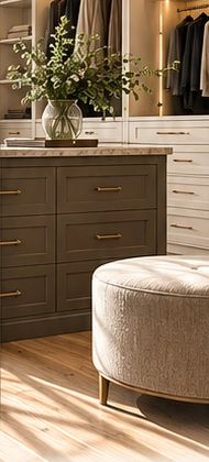 Closet shelving and ottoman